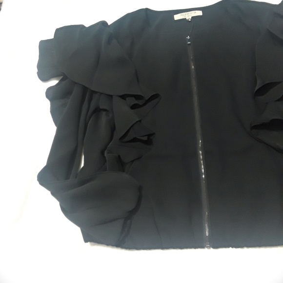 Free Generation Ruffled Satin Zip-Front Jacket - Picture 6 of 7